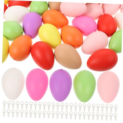 VANZACK 100Stücke Plastikeier Für Ostern Simulation Eier Für DIY Handwerk Und Bastelarbeiten Mit Weißen Aufhängeringen Zubehör Für Osterfeiern Und Kreative Projekte von VANZACK