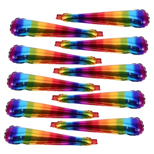 VANZACK 10Stücke Aufblasbare Regenbogen Jubelstäbe Ballon Jubelstangen Für Sportspiele Geburtstagspartys Hochzeiten Konzerte Und Karneval Vielseitige Aufmunterungsspielzeuge von VANZACK