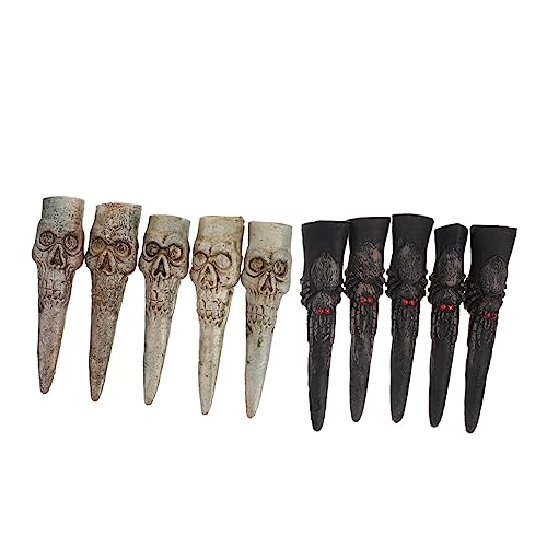 VANZACK 10Stücke Halloween Hexenfinger Falsche Fingernägel Gruselige Requisiten Für Zombie Und Hexen Themenpartys Für Karneval Und Halloween Deko von VANZACK