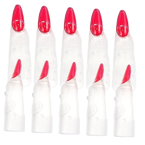 VANZACK 10Stücke Halloween Hexenfinger Nagelabdeckungen Leuchtende Streich Fake Finger Für Kostümpartys Halloween Requisiten Für Erwachsene Und DIY Kostümzubehör von VANZACK