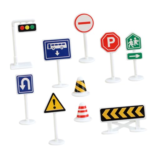 VANZACK 10Stücke Mini Verkehrsschilder Stadtverkehrsszene Modelle Für Straßenschild Für Kreatives Und Verkehrserziehung von VANZACK