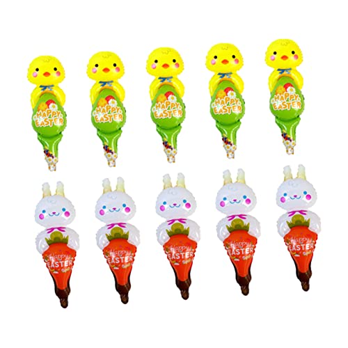 VANZACK 10Stücke Ostern Aufblasbare Stäbe Lustige Luftballons Mit Hasen Und Küken Motiven Für Kinderpartys Deko Für Ostern Geburtstagsfeiern Und Festlichkeiten von VANZACK