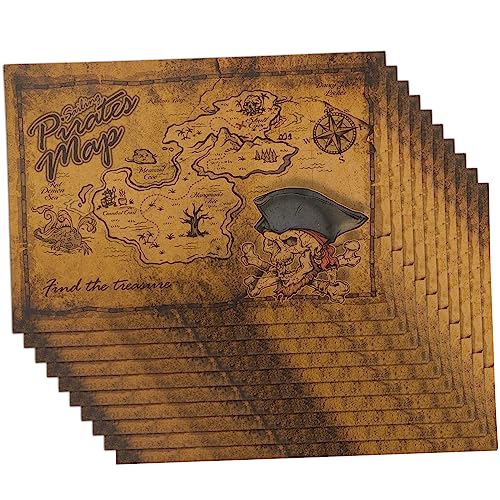 VANZACK 10Stücke Piratenkarte Für Schatzsuche Aus Kraftpapier Piraten Party Zubehör Für Halloween Und Kindergeburtstage Abenteuerliche Für Kleine von VANZACK