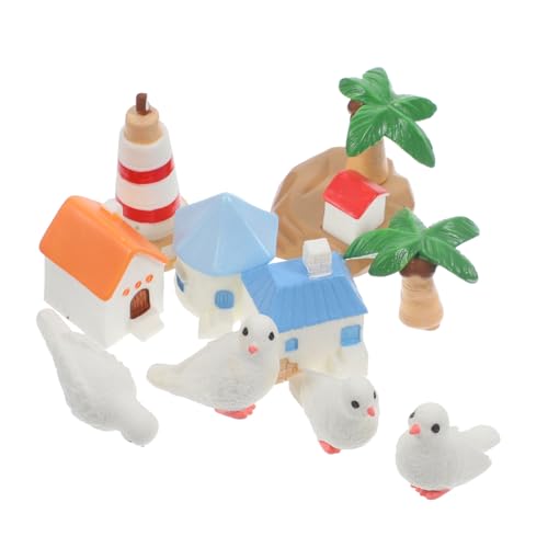 VANZACK 10Stücke Teiliges Miniatur Dekorationen für Mikrolandschaften Strand Deko für Puppenhäuser Kreative Wohnkultur und Szenendekor mit Kokosnüssen und Häusern von VANZACK