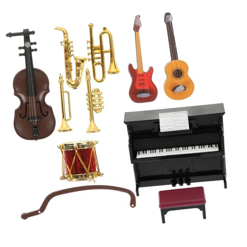 VANZACK 11 Stück Teiliges Mini Musikinstrumente Puppenhaus Zubehör Musikinstrumente für Leichte Miniatur Instrumente mit Glatter Oberfläche für Puppenhaus Dekoration und Geschenkideen von VANZACK