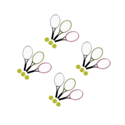 VANZACK 12 Sätze Teiliges Mini Tennisracket mit Bällen Dekorative Miniatur Schlüsselanhänger Robuste Vielseitige Fotorequisiten und Ornament für Puppenhäuser und Kabinettdeko VANZACK 12 Sätze Teiliges Mini Tennisracket mit Bällen Dekorative Miniatur Schlüsselanhänger Robuste Vielseitige Fotorequisiten und Ornament für Puppenhäuser und Kabinettdeko von VANZACK