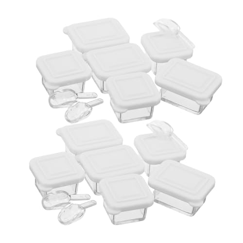 VANZACK 12 Sätze Teiliges Miniatur Essensspielzeug Transparent Miniatur Aufbewahrungsboxen mit Schaufel für Puppenhaus Zubehör Kreative Dekoration und Lernspielzeug von VANZACK