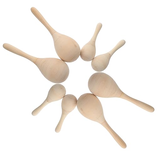 VANZACK 12 Stück Teiliges Holz Maracas zum Bemalen Stabile DIY Rasseln für Blanko Percussion Fördert Musikalische Früherziehung für Kreative Kinderpartys von VANZACK