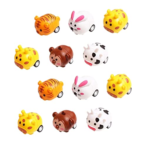 VANZACK 12 Stück Teiliges Mini Pull Back Fahrzeugspielzeug mit Niedlichen Tiermotiven Robustes Reibungsauto Modellspielzeug für Kleinkinder und Buntes Auto Spielset für Jungen und Mädchen von VANZACK