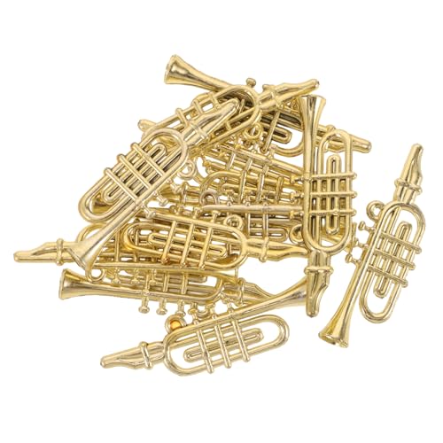 VANZACK 12 Stück Teiliges Musikinstrumente Miniatur Trompeten Deko für Weihnachtskranz DIY Vielseitige Christbaumschmuck Zubehör Einfache Handhabung für Puppenhaus Accessoires von VANZACK