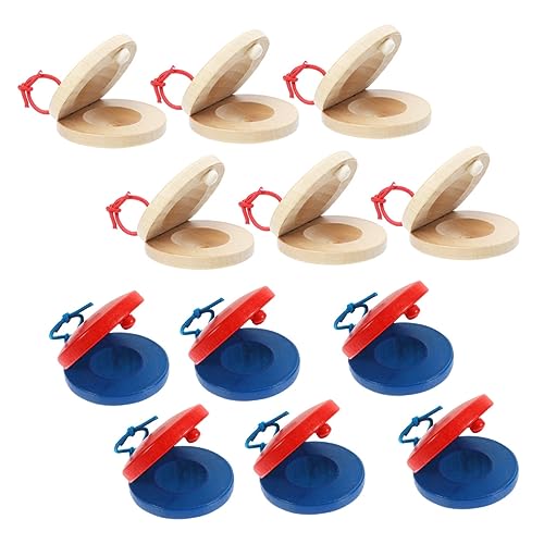 VANZACK 12 Stück Teiliges Percussion Holz Kastagnetten für Musikinstrument aus Hochwertigem Holz Geeignet für Musikalische Früherziehung und Montessori Lernspielzeug von VANZACK