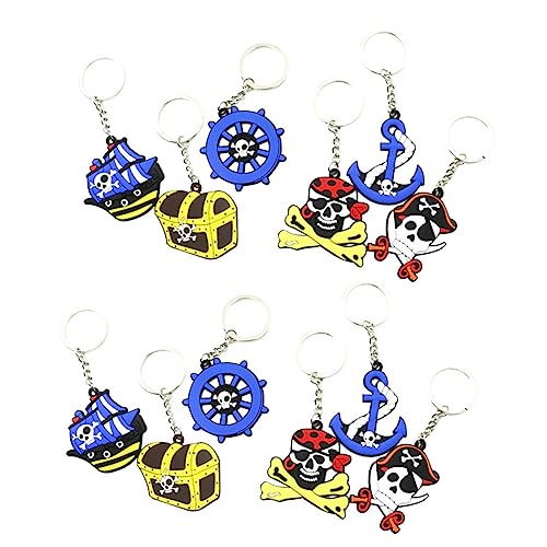 VANZACK 12 Stück Teiliges Piraten Schlüsselanhänger Leichte Weiche Gummi Anhänger Bunte Auto und Taschen Dekoration Lustiges Design für Halloween Piratenparty und von VANZACK