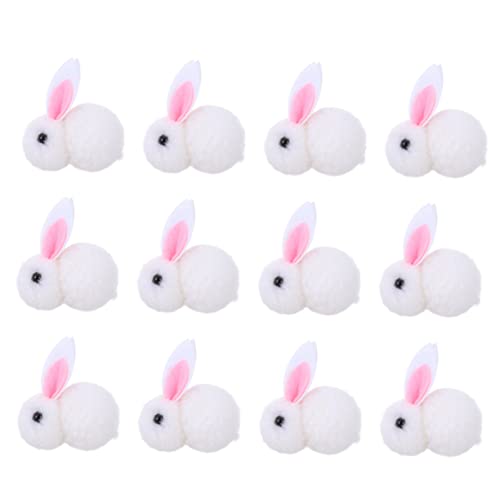 VANZACK 12 Stück Teiliges Plüsch Kaninchen Weihnachtsdeko Weiße Kleine Kuschelhasen als Tisch und Partydekoration Festliche Miniatur Hasenfiguren für Weihnachtsbaum und Geschenkidee von VANZACK