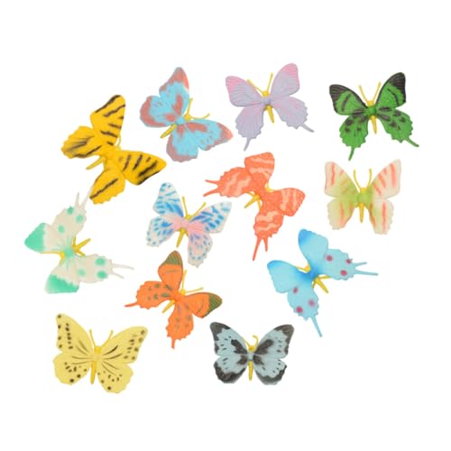 VANZACK 12 Stück Teiliges Schmetterlingsfigurenmodell Set aus Langlebigem Kunststoff Realistische Figuren für Kinderkognition und Kindergarten Buntes Lernspielzeug zur Zufällige Farbe von VANZACK
