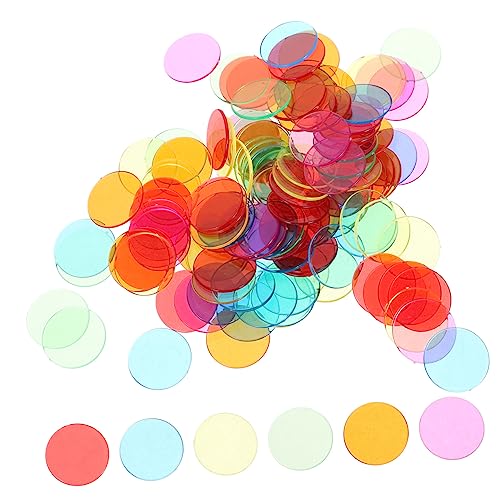 VANZACK 120 Stück Transparente Kunststoff Bingo Chips in Farben Bunte und Spielmarkierer für Bingo Spielkarten Vielseitige Kunststoffspielchips für Lernspiele und Zählübungen von VANZACK
