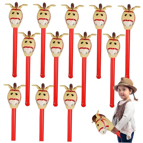 VANZACK 12Stücke Aufblasbare Pferdekopf Sticks Interaktive Cheering Props Für Kindergeburtstage Karneval Und Veranstaltungen Perfektes Party Gefälligkeitsspielzeug von VANZACK