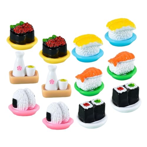 VANZACK 12Stücke Japanische Sushi Miniaturen Realistische Künstliche Sushi Modelle Für Dollhouse Dekoration Kleine Display Sushi Modelle Für House Prop von VANZACK