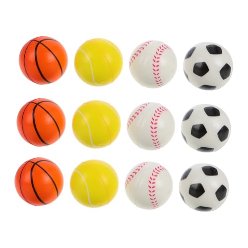 VANZACK 12Stücke Mini Sportbälle Soft PU Stressbälle Verschiedenen Designs Für Partydekoration Basketball Fußball Tennis Und Mehr von VANZACK