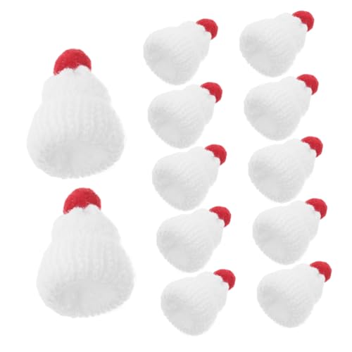VANZACK 12Stücke Mini Weihnachtsmützen Für Puppen DIY Weihnachtsbaumornamente Handgemachte Strickmützen Für Festliche Dekoration Und Puppenoutfits von VANZACK