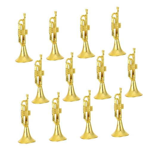 VANZACK 12Stücke Musikinstrumente Weihnachtsbaumgirlande DIY Dekoration Modelle Für Festlichen Schmuck Goldene Trompete Und Waldhorn Anhänger Für Weihnachtsbaumdeko von VANZACK
