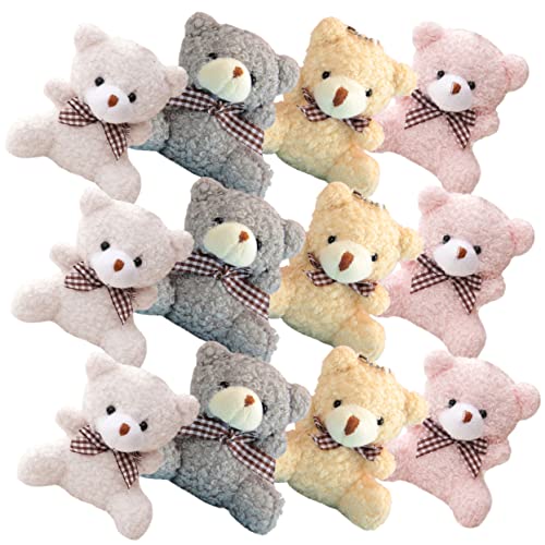 VANZACK 12Stücke Teiliges Plüschbären Schlüsselanhänger Kleine Kuscheltiere Farben Für Rucksackdeko Kinderparty Dekorative Plüschschlüsselketten von VANZACK