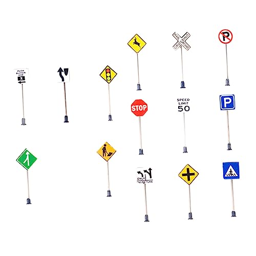 VANZACK 14Stücke Teiliges Verkehrszeichen Für Sandtischmodelle Simulationsverkehrszeichen Für Kreative Sandkastenlandschaften Und Spielteppiche Für Modellbau von VANZACK
