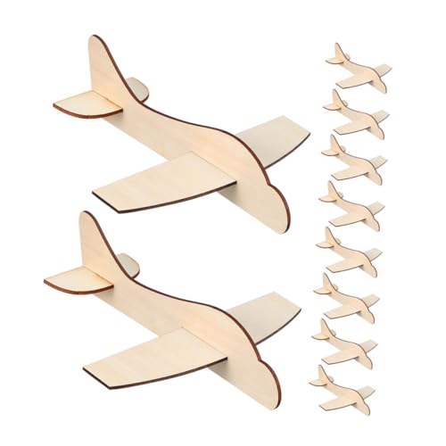 VANZACK 15 Stück Teiliges DIY Holzflugzeug Modell Unbemalt Kinderfreundlich Stabiler Steckbau Kreatives Bastelspielzeug für Familienaktivitäten Kleine Holzflugzeuge zur Desktop Dekoration von VANZACK