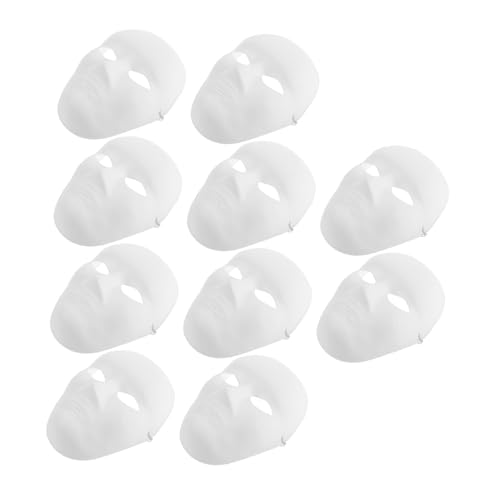 VANZACK 15 Stück Teiliges Weiße DIY Halloween Masken aus Papiermasse Unbemalte Vollgesichts Maskerade mit Elastischem Band Männliches Gesicht für Kostümpartys Hip Hop Tanz Fasching und von VANZACK