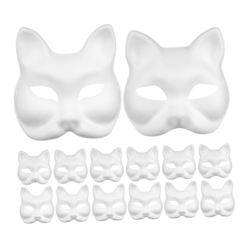 VANZACK 16 Stück Teiliges Blanko Tiermasken aus Papierpulp Bemalbare Katzen und Fuchsmaske für Erwachsene Leichte DIY Masken zum Basteln und Bemalen für Halloween Karneval Partys VANZACK 16 Stück Teiliges Blanko Tiermasken aus Papierpulp Bemalbare Katzen und Fuchsmaske für Erwachsene Leichte DIY Masken zum Basteln und Bemalen für Halloween Karneval Partys von VANZACK