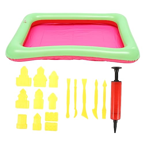 VANZACK 17Stücke Teiliges Strandspielzeug Für Robuster Sandspielzeug Mit Burgformen Und Zubehör Aufblasbarem Sandkasten Und Pumpen Perfektes Kreatives Für Jungen von VANZACK