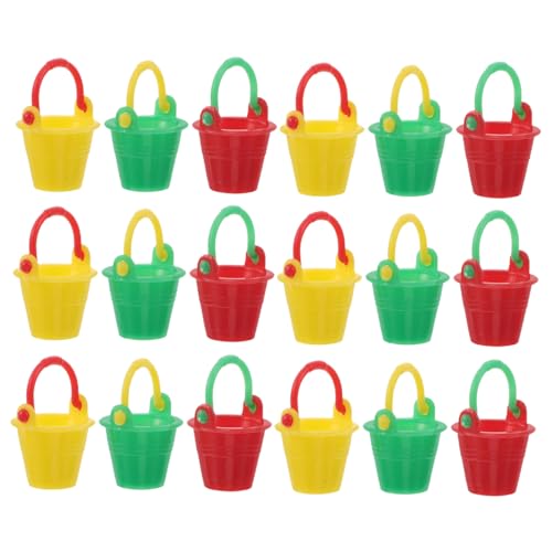 VANZACK 18 Stück Teiliges Miniatur Eimer Kleine Bunte Kunststoff Strand-Eimer Leichte Puppenhaus Deko Robuste Mini Sandspielzeug Figuren für Miniaturgarten und Bastelprojekte von VANZACK