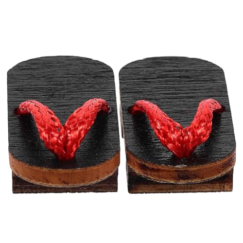 VANZACK 1Paar Mini Holzschuhe Für Puppenhaus Japanische Holzclogs Dekorative Mini Hausschuhe Für Bjd Puppen Mit Faden Puppenhaus Zubehör von VANZACK