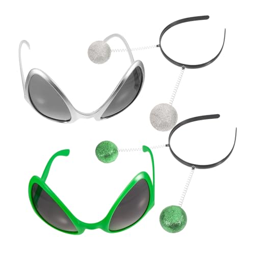 VANZACK 1Satz Alien Stirnband Und Außerirdisches Cosplay Zubehör Für Erwachsene Silbergraues Alien Haarband Mit Stylischer Alien Brille Für Karneval Und Halloween von VANZACK
