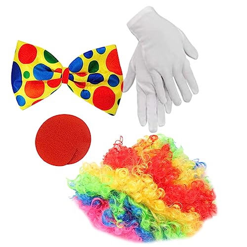 VANZACK 1Satz Clown Kostüm für Halloween Teiliges Requisiten mit Bunter Perücke Handschuhen Bowtie Clownsnase für Karneval Cosplay für Damen Herren VANZACK 1Satz Clown Kostüm für Halloween Teiliges Requisiten mit Bunter Perücke Handschuhen Bowtie Clownsnase für Karneval Cosplay für Damen Herren von VANZACK
