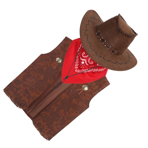 VANZACK 1Satz Cowboy Kostüm Für Teiliges Mit Weste Hut Und Schal Kostüm Für Karneval Mottopartys Und Cosplay Für Körpergröße Für Jungen von VANZACK
