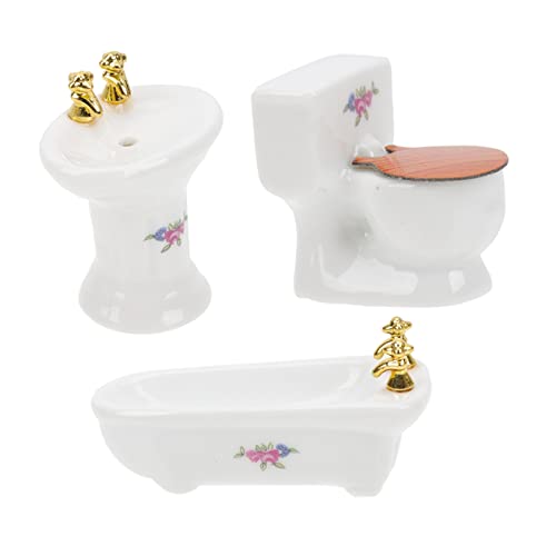 VANZACK 1Satz DIY Puppenhaus Gefälschte Toilette Und Waschtisch Dekoration Aus Keramik Blumen Design Für Kreative Bastelprojekte von VANZACK