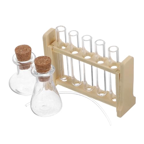 VANZACK 1Satz Experimentier Reagenzglas Für Puppenhaus Mini Experimentierspielzeug Mit Mikro Landschaftsstütze Holzfarbene Reagenzglas Und Tropfer Bildungsspielzeug Für Kreative von VANZACK