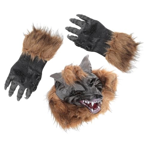 VANZACK 1Satz Halloween Wolf Maske Und Klauenhandschuhe Werwolf Cosplay Requisiten Für Kostümparty Horrormaske Für Erwachsene Für Halloween Und Karneval von VANZACK