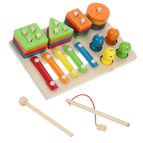 VANZACK 1Satz Holzspielzeug für Kleinkinder Magnetisches Angelspielzeug zur Geometrischen Formensortierung Fördert Kognitive Fähigkeiten und Kreatives für Jahre Alte von VANZACK