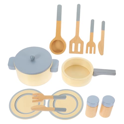 VANZACK 1Satz Kochgeschirr Spielset Aus Holz Für Teiliges Küchenspielset Mit Bunten Töpfen Und Pfannen Rollenspielzeug Für Kreatives Und Fantasievolles von VANZACK