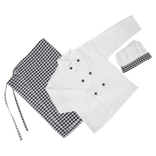 VANZACK 1Satz Kochkostüm Für Kochmantel Mit Bäckerhut Und Schürze Rollenspielkleidung Für Kleine Für Kreative Kochabenteuer Langarm Kariert von VANZACK