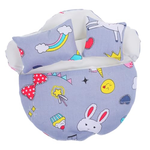 VANZACK 1Satz Kompakter Puppenschlafsack Für Dekoration Bjd Puppen Schlafsack Mit Kissen Wiederverwendbares Puppenzubehör Grauer Schlafsack Für Puppenbettspielset von VANZACK