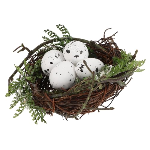 VANZACK 1Satz Künstliches Mit Eiern Aus Rattan Für Kreative Bastelprojekte Realistische Frühlingsdekoration Und Foto Requisiten Weiße Vogeleier von VANZACK
