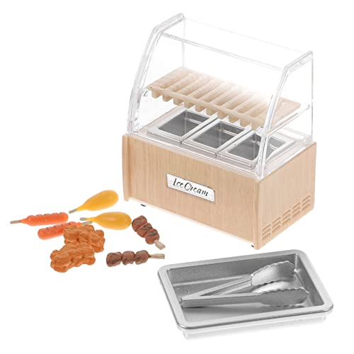 VANZACK 1Satz Lebensmittelschrank Für Puppenhaus Display Dessertschrank Mit Zubehör Für Kreative Spielwelten Puppenhaus Lebensmittelregal Für Sammler von VANZACK