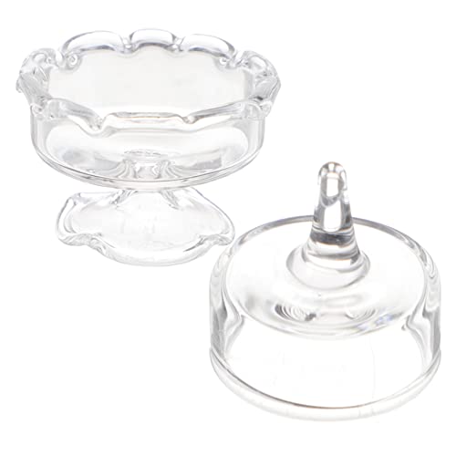 VANZACK 1Satz Mini Dessert Bonbonteller Mit Kuppelabdeckung Winziger Kuchenstand Für Puppenhaus Dekoration Modell Zubehör Für Kuchen Und Snacks von VANZACK