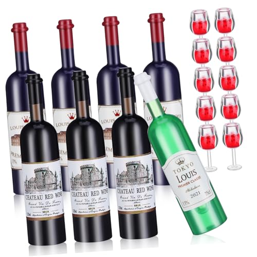 VANZACK Kleiner Weinflaschen Satz für Puppenhaus Miniatur Rotwein und Gläser Puppenhaus Zubehör für Rollenspiele und Küchen VANZACK Kleiner Weinflaschen Satz für Puppenhaus Miniatur Rotwein und Gläser Puppenhaus Zubehör für Rollenspiele und Küchen von VANZACK