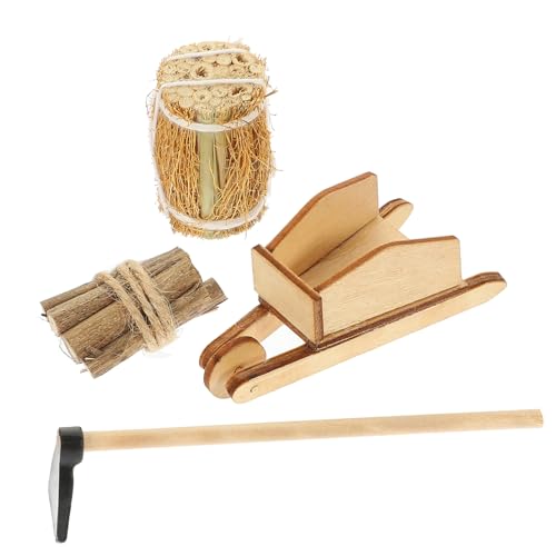 VANZACK 1satz Miniatur Bauernhof Zubehör Mit Holzschubkarre Und Heuhaufen Für Puppenhaus-Dekoration Realistische Farm-szenen Für Kreative Spielwelten von VANZACK