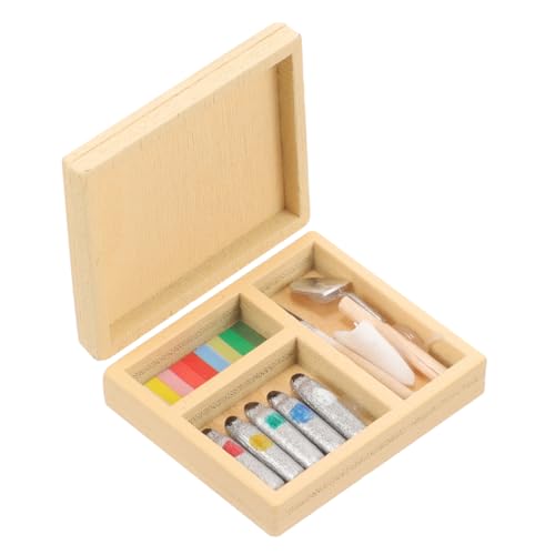 VANZACK 1Satz Modell Für Puppenhaus Holzfarbkasten Zubehör Zur Dekoration Von Dollhouses Realistische Puppenhaus Accessoires Natürlicher Farbe von VANZACK