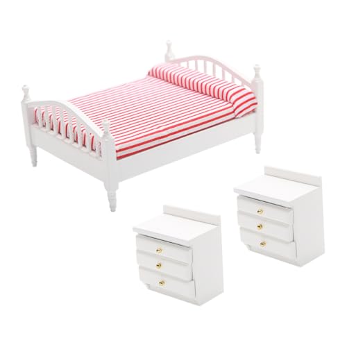 VANZACK 1Satz Puppenbett Mit Nachttischen Dekoratives Für Perfektes Zubehör Für Puppenhäuser von VANZACK