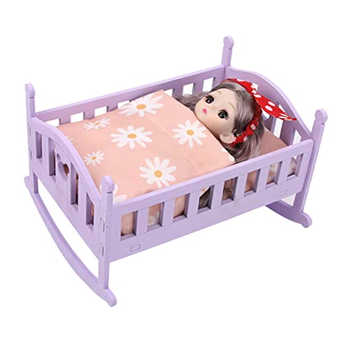 VANZACK 1Satz Puppenbett Set Aus Puppenmöbel Für Rollenspiele Babypuppe Und Schaukelfunktion Für Kinderzimmer Und Puppenhaus Zubehör von VANZACK